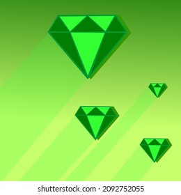 Green emerald on a light green background