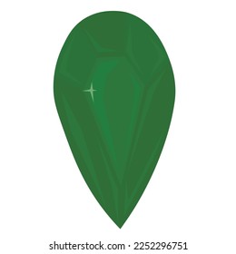 Grüner Smaragd. Ein wertvoller Kristall, ein Stein. Beryl. Vektorgrafik. Einzeln auf weißem Hintergrund.
