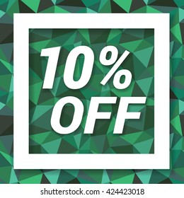 Green emerald sale banner 10 percent off. Sale and discount. Vector illustration