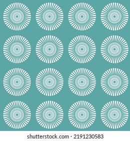 Green emerald seamless pattern with round wheel ornament vector illustration