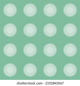 Green emerald seamless pattern with round wheel ornament for clothing design