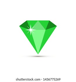 Green emerald Vector jewelry icon. Treasure, wedding and fashion accessory collection for poster, banner, logo, icon, promo. Luxury gemstone, pictogram of  jewellery isolated on white background