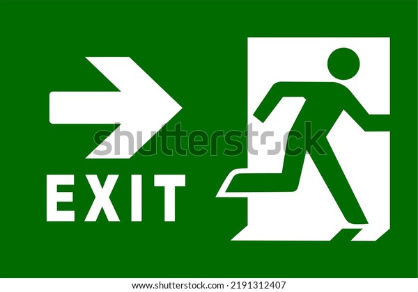 Green Emergency Exit Arrow Direction Safety Stock Vector (royalty Free 
