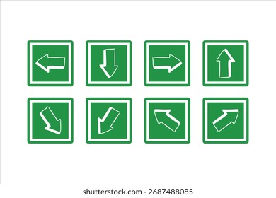 Conjunto de señales de dirección de salida de emergencia verde, símbolo de punto de ensamblaje de seguridad, evacuación de ayuda de escape, flecha de puntero recto