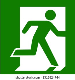 Green emergency exit and fire sign.