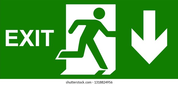 Green Emergency Exit Fire Sign Stock Vector (Royalty Free) 1318824956 ...