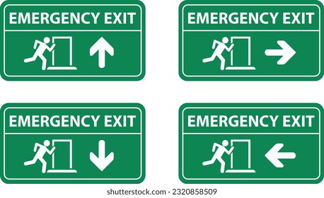 green emergency exit sign with arrow