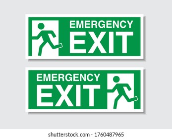 Green emergency exit sign. Fire Exit sign, emergency door symbol, evacuation icon. public signage vector illustration