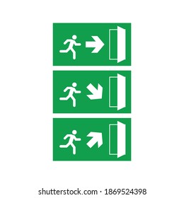 Green emergency exit sign. Exit icon. Signs of evacuations. Fire emergency exit in green.