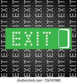 Green emergency exit sign on white
