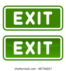 Green Emergency Exit Sign Set on White Background. Vector
