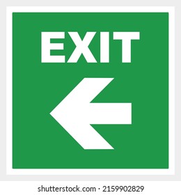 Green emergency exit sign square on white. Vector Illustration left exit