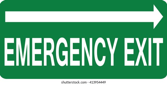 Green emergency exit sign, vector illustration