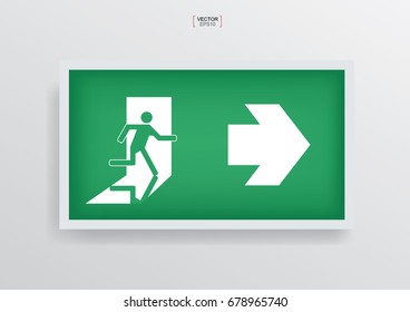 Green Emergency Fire Exit Door Symbol. Vector Illustration.