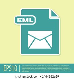 Green EML file document. Download eml button icon isolated on yellow background. EML file symbol.  Vector Illustration
