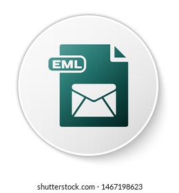 Green EML file document. Download eml button icon isolated on white background. EML file symbol. White circle button. Vector Illustration
