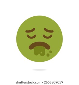 Green emoji face vomiting, expressing illness or disgust.