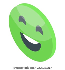 Green Emoji Zufriedenheitsstufe Symbol isometrische Vektorgrafik. Das Gefühl des Kunden. Happymeter
