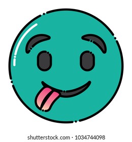 green emoticon cartoon face tongue out