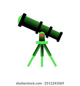 green Emoticon Style Telescope with white scree  background
