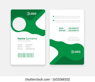 Green employee ID card Template Design