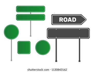 Green empty arrow road sign. Sign street. Road green vector sign. Arrow blank sign