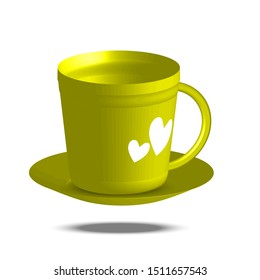 green empty ceramic mug set on a white background,vector