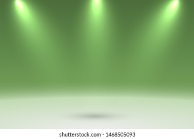 Green Empty color studio room with shadow and spotlight background ,Template for premium, luxury product presentation