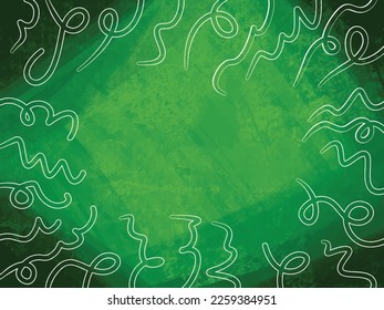 Green empty copy space cover background with white outline decoration isolated on rectangle landscape template for social media template, paper and textile scarf print, wrapping paper, poster.
