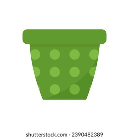 Green empty flower pot with polka dot decor. Vector illustration eps 10 isolated on white background.
