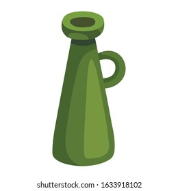 Green empty flower vase in cartoon style isolated on white background. Vector illustration