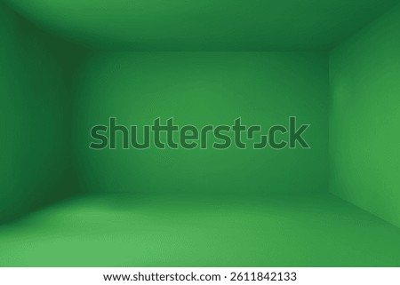 Green empty room background in simple perspective gradient, vector illustration geometric wall and floor