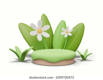 Green empty scene between plants. Vector template for demonstration