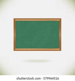 Green empty scratched school chalkboard background with frame. Vector illustration.