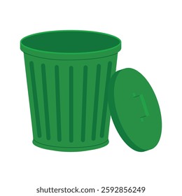 green empty trash can with the lid illustration