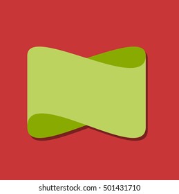 Green endless ribbon on a red background, vector illustration