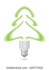 Green energy - Abstract bulb with pine tree light illustration