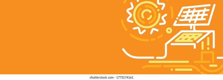 Banner de energía verde, ilustración vectorial, ilustración de línea, energía solar