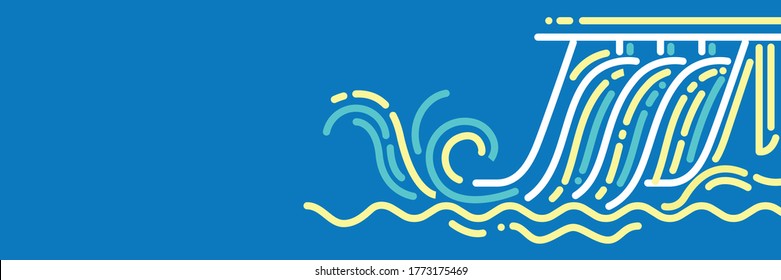 Green Energy Banner, Vector Illustration, line illustration, Hydropower Energy