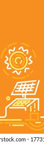 Green Energy Banner, vertical, Vector Illustration, line illustration, Solar Energy