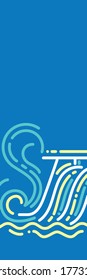 Green Energy Banner, vertical, Vector Illustration, line illustration, Hydropower Energy