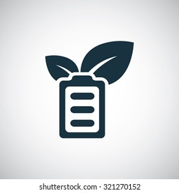 green energy battery icon, on white background
