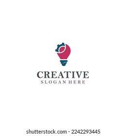 green energy bulb smart idea vector logo design with modern color style concept, innovation digital lamp symbol with ecology leaf concept. Vector Pro