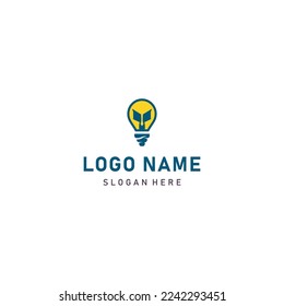 green energy bulb smart idea vector logo design with modern color style concept, innovation digital lamp symbol with ecology leaf concept. Vector Pro