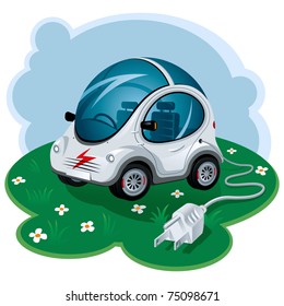 Green Energy Car. Vector Illustration