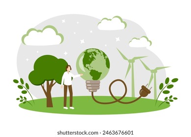 Green energy to clean environment concept. Green energy. Ecological problems. Eco technologies.