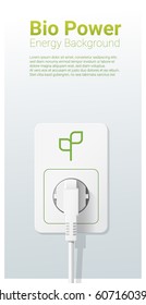 Green energy concept background with bio power and electric plug , vector , illustration