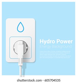 Green energy concept background with hydro power and electric plug , vector , illustration