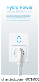 Green energy concept background with hydro power and electric plug , vector , illustration