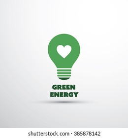 Green Energy Concept Design With Light Bulb And Heart